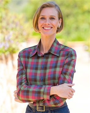 Gwendolyn Cotton Long Sleeve Checked Blouse