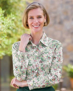 Kathleen Floral Long Sleeve Cotton Blouse