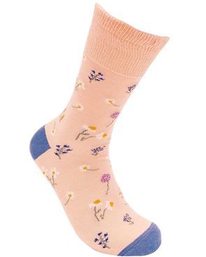 Ladies Floral Comfort Top Sock