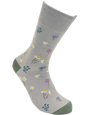 Ladies Floral Comfort Top Sock