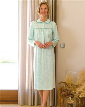 Ruth Long Sleeve Front Button Cotton Nightdress