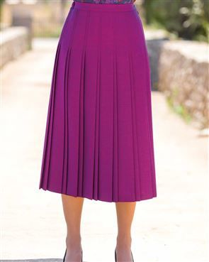 Ealing Lined Wool Blend Tweed Pleated Skirt