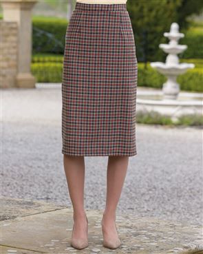 Margate Checked Straight Wool Rich Tweed Skirt