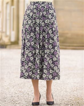 Elizabeth Floral Soft Pleated Cotton Mix Skirt