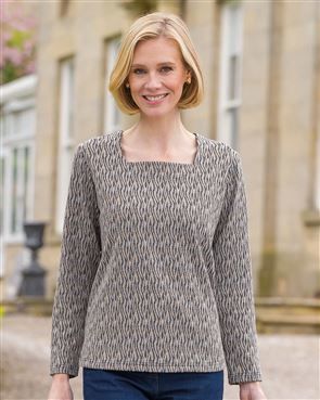 Shelly Patterned Square Neck Top