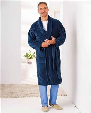 Men's Navy Velour Dressing Gown