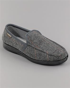 Mens Herringbone Check Slipper