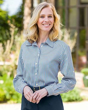 Delaney Striped TENCEL™ Long Sleeve Blouse