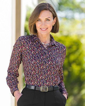 Natalia Patterned Viscose Long Sleeved Blouse