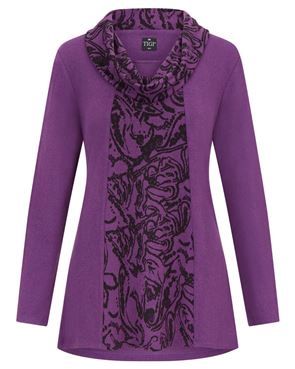 TIGI WINTERBLOOM Collection Purples Cowl Neck Tunic