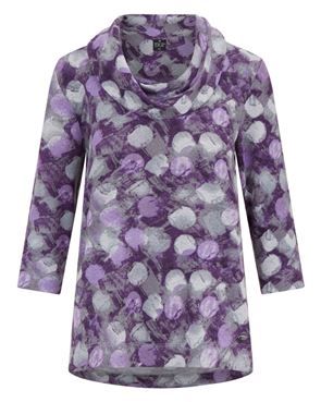 TIGI WINTERBLOOM Collection Purple Bubble Print Cowl Neck Top
