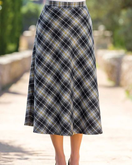Sutton Lined Wool Blend Lined Tweed Checked Skirt