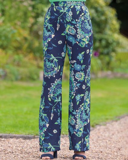 Lydia Floral Pull On Viscose Jersey Trousers