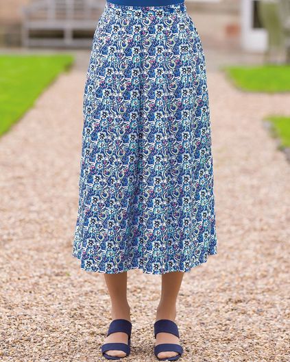 Geraldine Floral Soft Pleated Pure Cotton Skirt