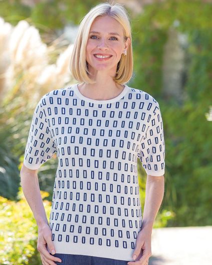 Rosa Patterned Short Sleeve Cotton Top