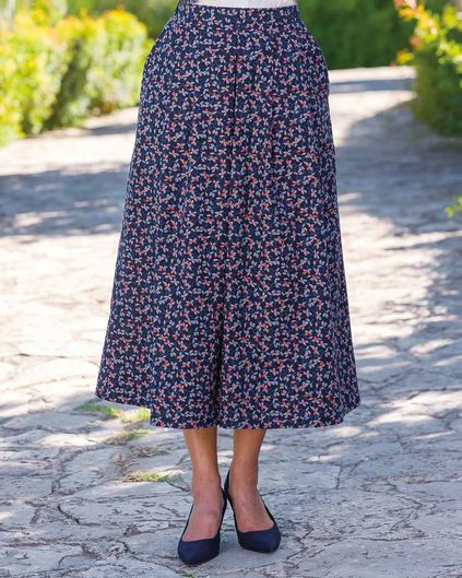 Victoria Floral Cotton Soft Pleated Skirt