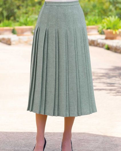Lewisham Pure Shetland Wool Tweed Pleated Skirt