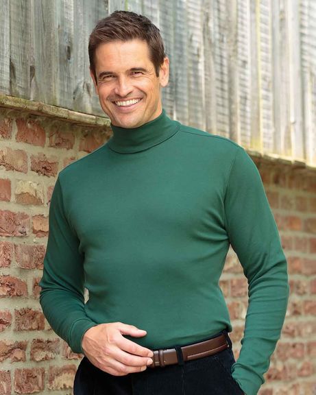 Pure Cotton Polo Neck - Storm Green