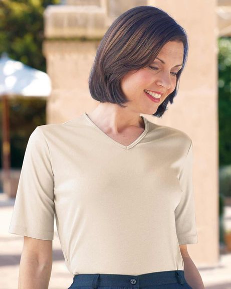 Silky Cotton V Neck Top