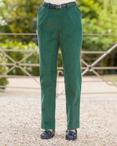 Corduroy Trousers  Ladies - Bottle Green