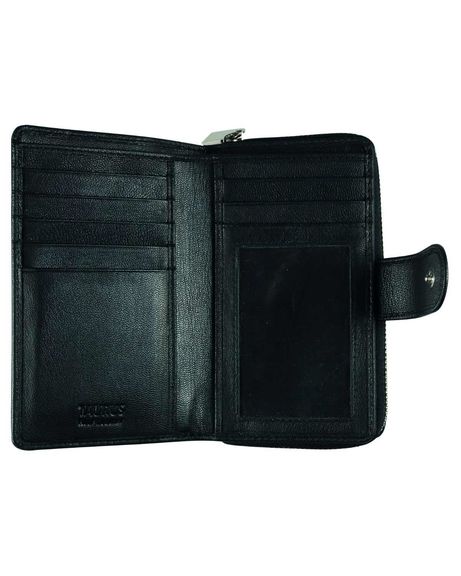 Zipped Leather Purse - Black