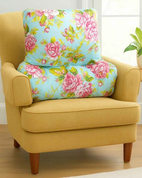 Microfibre Floral Back Support Pillow - Rose Garden