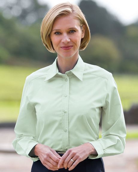 Easycare Long Sleeve Plain Polycotton Shirts - Mint