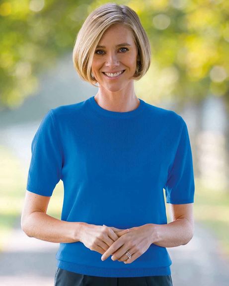 Merino Short Sleeve Crew Jumper - Azure