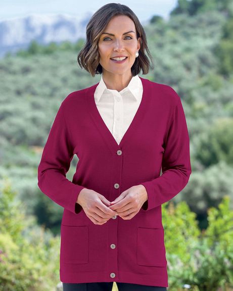 Merino Cherry Longline Cardigan 