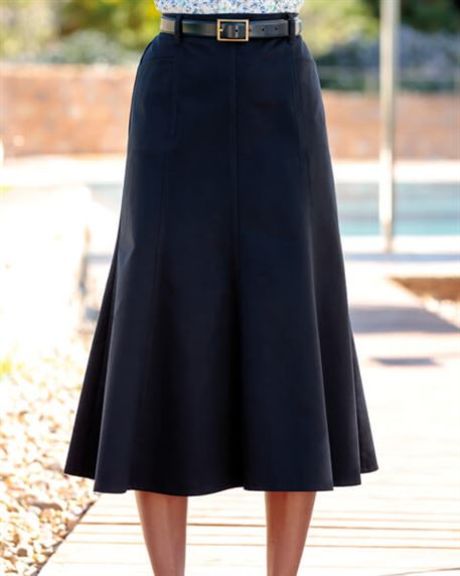 Chino Pure Cotton Twill Flared Skirt - Navy