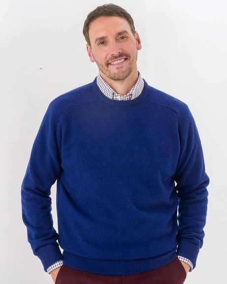 Lambswool Crew Neck Jumper - Dark Cobalt