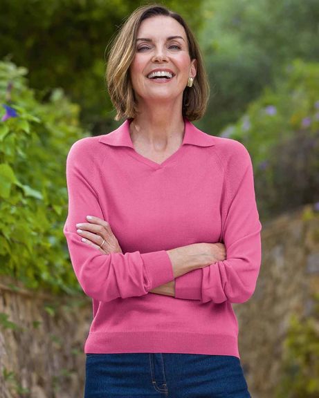 Merino Collared V Neck Jumper