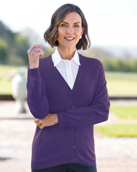 Ladies Merino Wool Cardigan Violet