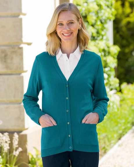 Merino Cardigan - Teal