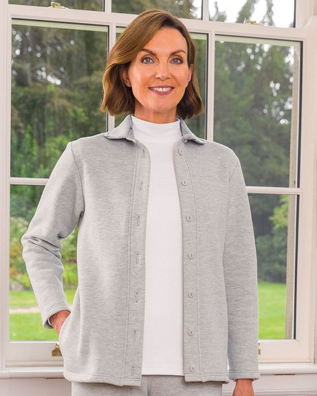 Rhodes Ladies Trimmed Fleece Ladies Leisure Cardigan