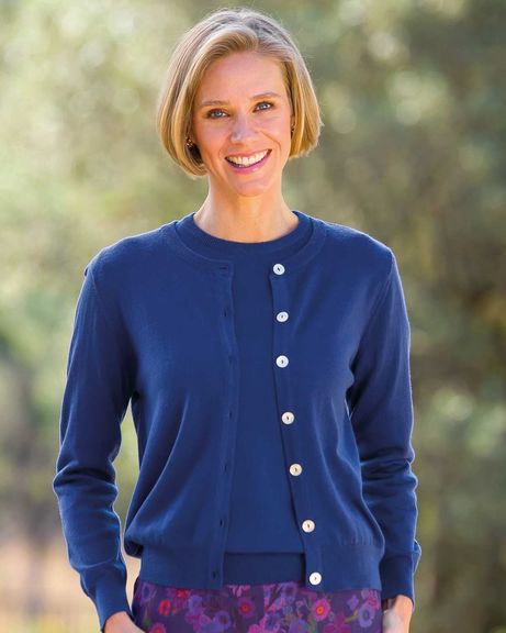 Ladies Sapphire Merino Wool Short Cardigan