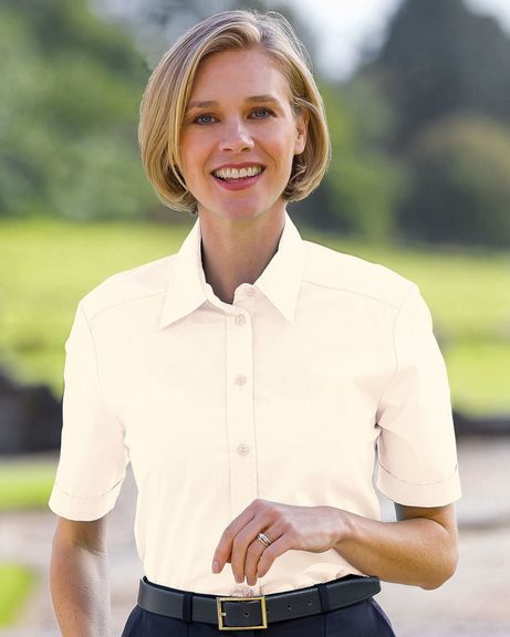 Easycare Short Sleeve Plain Polycotton Shirts - Cream