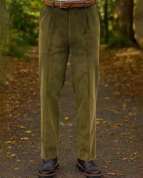 Corduroy Trousers  Mens - Green