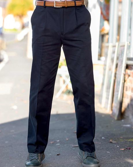 Cotton Chino Trousers  - Navy