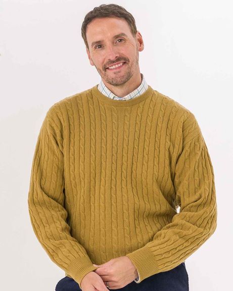 Lambswool Cable Crew Neck Jumper