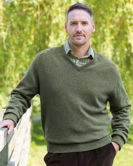 Lambswool V Neck Sweaters  Mens