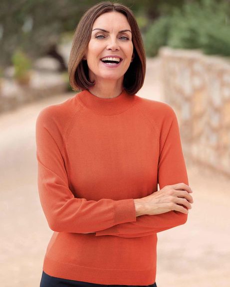 Ladies Merino Wool Turtle Neck Jumper Cinnamon