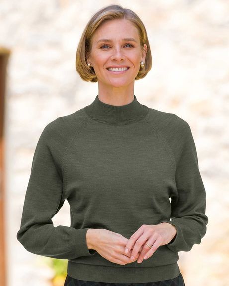 Merino Wool Turtle Neck Olive Green Jumper