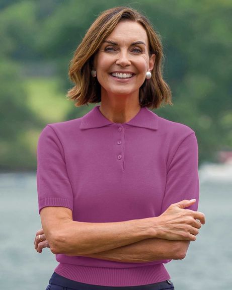 Luxury Knit Ladies Polo Top - Viola