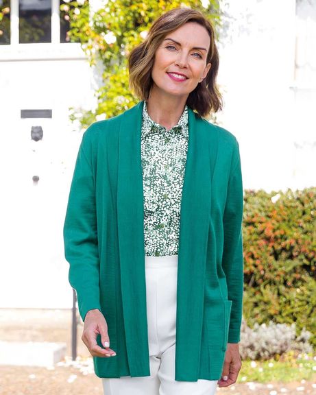 Celine Merino Wool Blend Emerald Cardigan