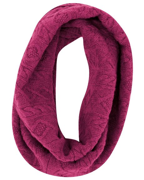 Cable Lambswool Snood  - Raspberry