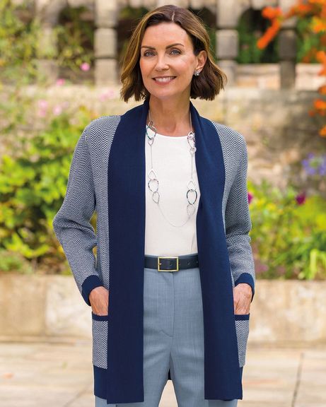 Diana Edge To Edge Herringbone Ladies Cardigan