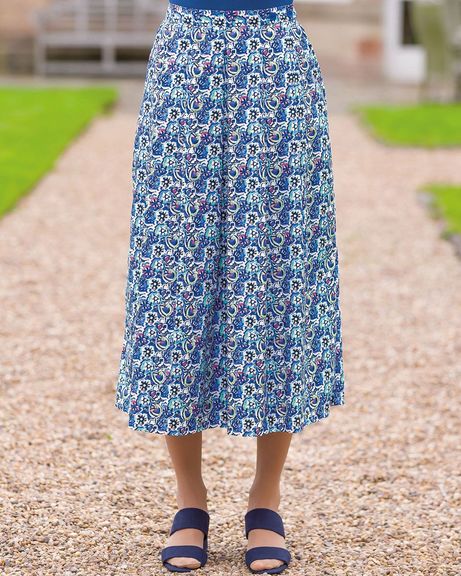 Geraldine Floral Soft Pleated Pure Cotton Skirt