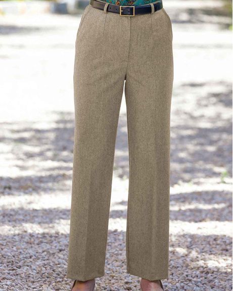 Ladies Oatmeal Flannel Trousers