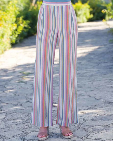 Lulu Pure Tencel Pull On Striped Trousers